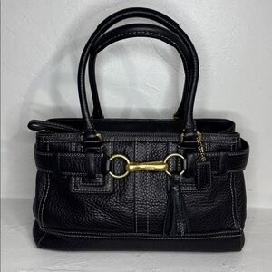 Coach Hampton carry all black leather shoulder bag
